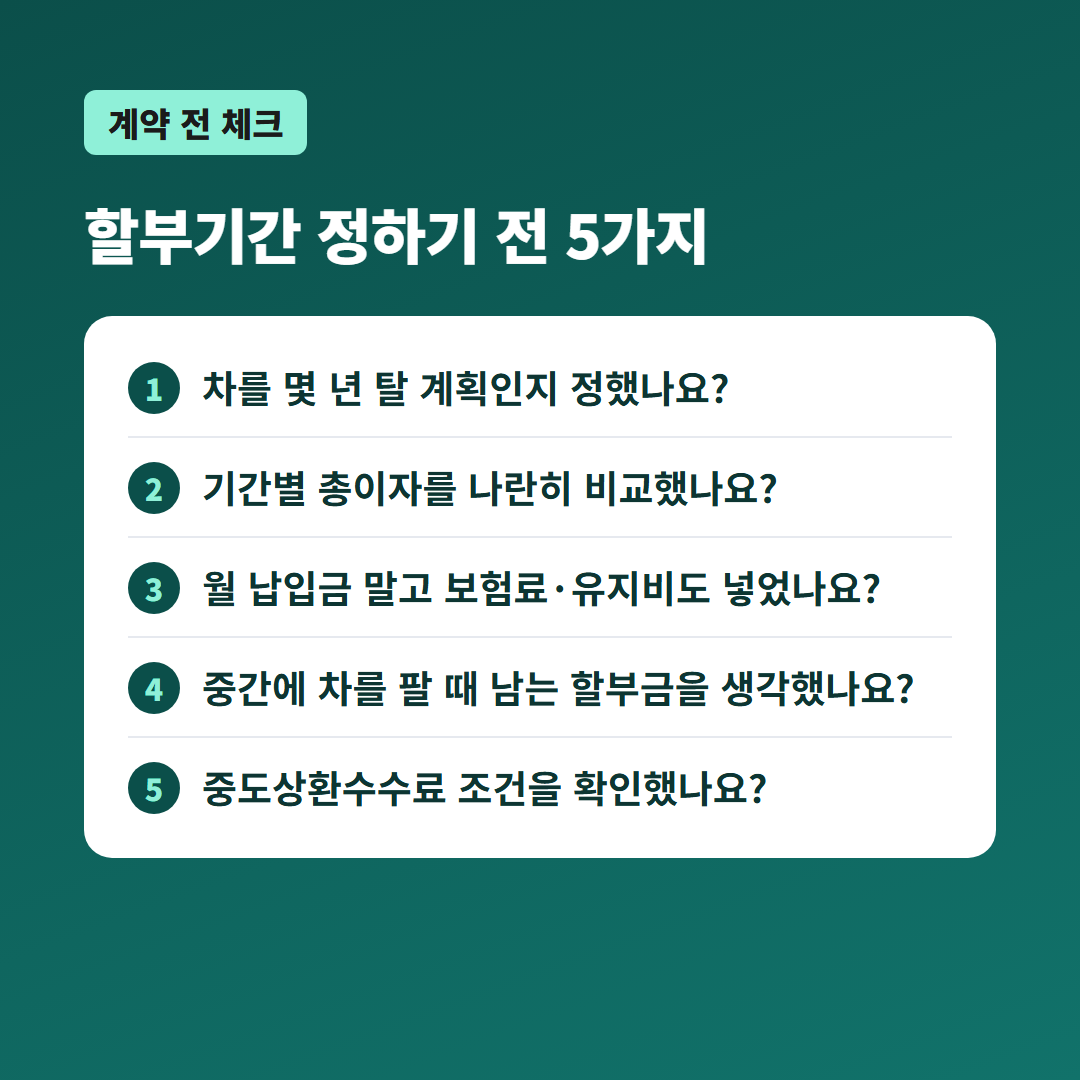 자동차 할부기간 몇 개월이 좋을까 확인 체크리스트